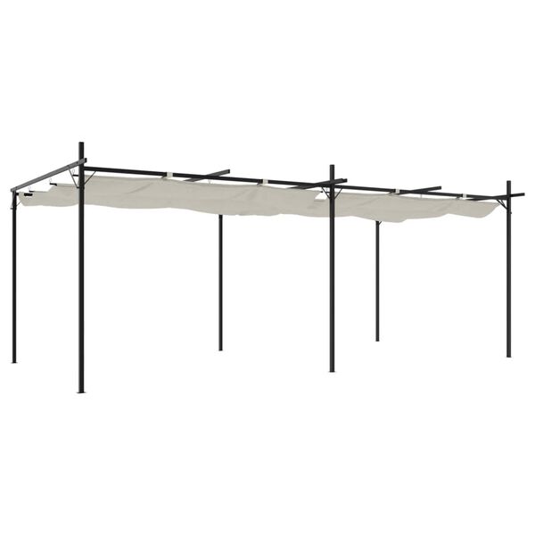vidaXL Pergola sis&auml;&auml;nvedett&auml;v&auml; katto kerma 589x292x230 cm