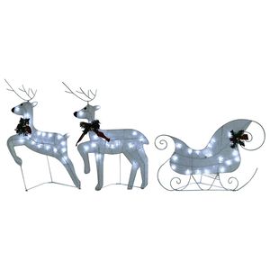 vidaXL Poro ja reki joulukoriste 60 LED-valoa ulkok&auml;ytt&ouml;&ouml;n valkoinen