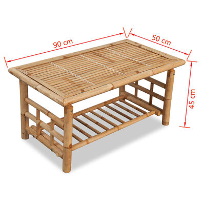vidaXL Kahvipöytä Bambu 90x50x45 cm