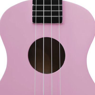 vidaXL Sopraano ukulelesarja laukulla lapsille vaaleanpunainen 23"