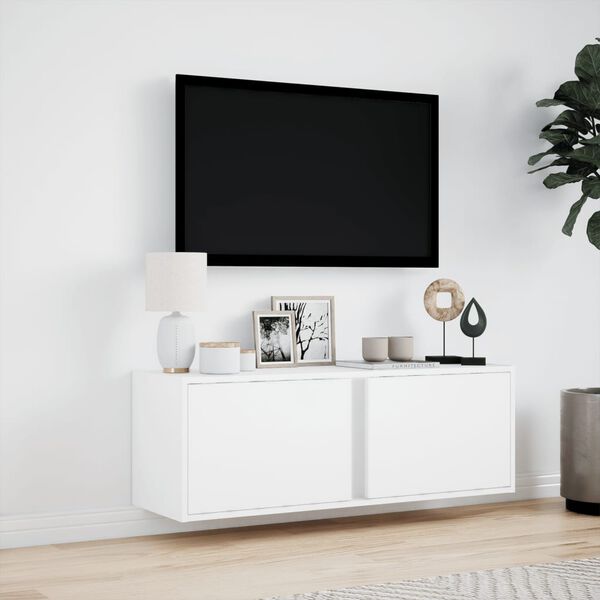 vidaXL TV-sein&auml;kaappi LED-valoilla valkoinen 100x31x35 cm