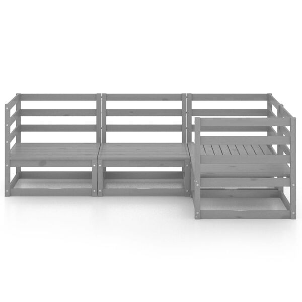 vidaXL 4-osainen Puutarhasohvasarja harmaa täysi mänty