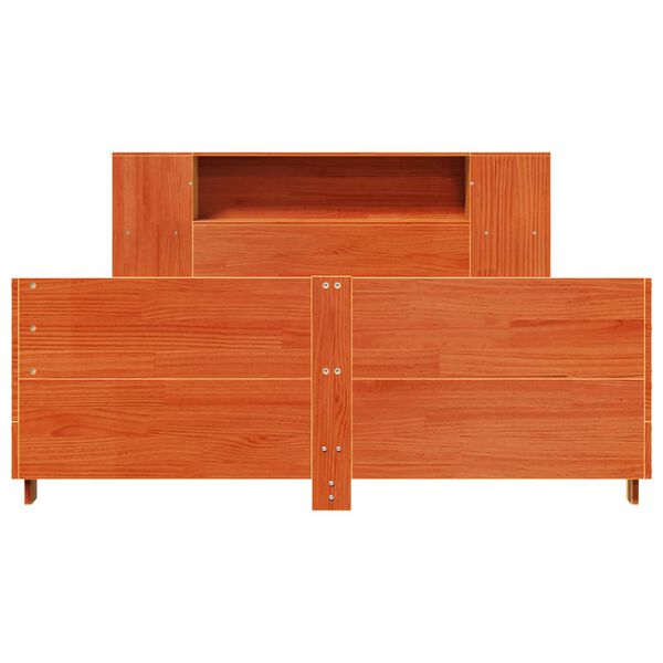 vidaXL Sängynrunko ilman patjaa vahanruskea 135x190 cm täysi mänty