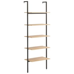 vidaXL 5-kerroksinen kalteva hylly vaaleanrusk ja musta 64x35x185 cm