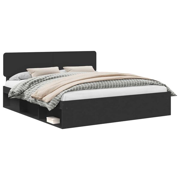 vidaXL S&auml;ngyn runko p&auml;&auml;tyll&auml; Musta 200 x 200 cm Massiivinen m&auml;nty