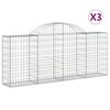vidaXL Kaarevat kivikorit 3 kpl 200x30x80/100 cm galvanoitu rauta