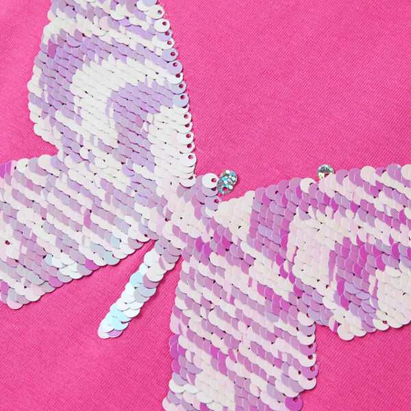 Lasten holkkihihainen T-paita tumma pinkki 116