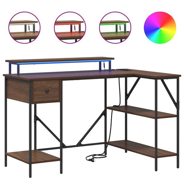 vidaXL P&ouml;yt&auml; hyllyll&auml; Ruskea tammi 120 x 79 x 86,5 cm Tekninen puu