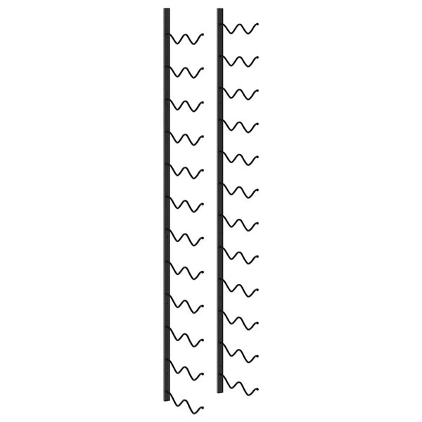 vidaXL Sein&auml;kiinnitteinen viinipulloteline 24 pullolle musta rauta