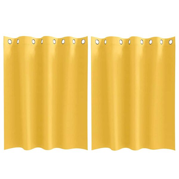 vidaXL Pimentävä verho renkailla 2 pcs Sinappikeltainen 140 x 140 cm