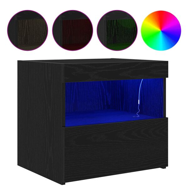 vidaXL Y&ouml;p&ouml;yt&auml;kaappi Musta tammi. 50 x 40 x 45 cm Tekninen puu