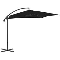 vidaXL Riippuva aurinkovarjo teräspylväällä 250x250 cm musta