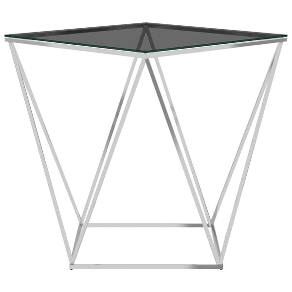 vidaXL Sohvapöytä hopea ja musta 50x50x55 cm ruostumaton teräs