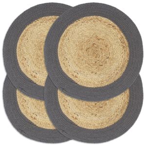 vidaXL Tabletit 4 kpl luonnollinen/antrasiitti 38 cm juutti ja puuvilla