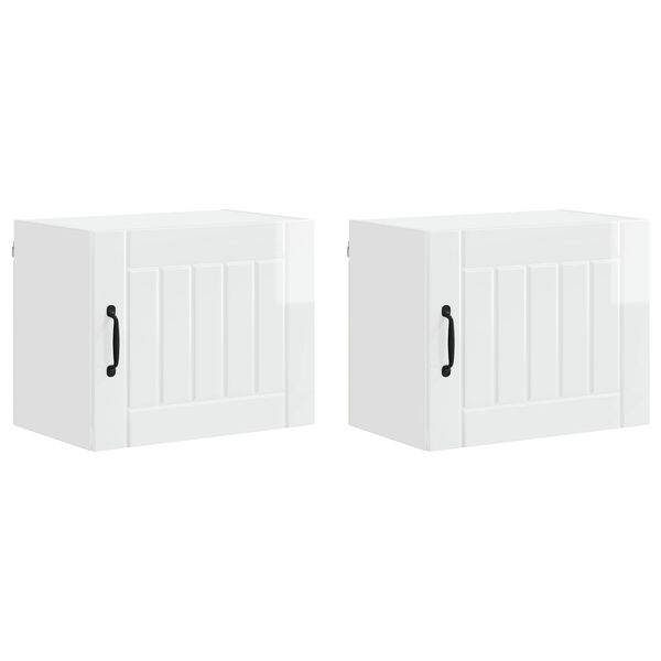 vidaXL Keitti&ouml;kaappi 2 pcs Korkean kiillon valkoinen 50 x 31 x 40 cm