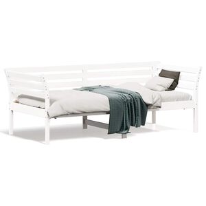 vidaXL P&auml;iv&auml;s&auml;nky ilman patjaa Valkoinen 75x190 cm massiivipuum&auml;nty