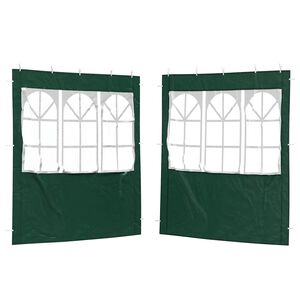 vidaXL Juhlateltan sivusein&auml; 2 kpl 200 x 195 cm Vihre&auml; PE ja ter&auml;s