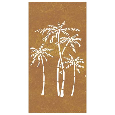 vidaXL Puutarhaseinäkoriste 105x55 cm corten teräs palmukuvio