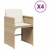 vidaXL Puutarhatuolit tyynyill&auml; 4 kpl beige polyrottinki