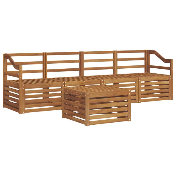 vidaXL Sohvasarjat 5 pcs Luonnollinen Tihe&auml; akasiapuu