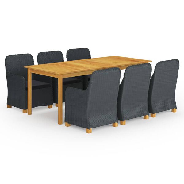 vidaXL 7-osainen Ulkoruokailuryhmä tummanharmaa