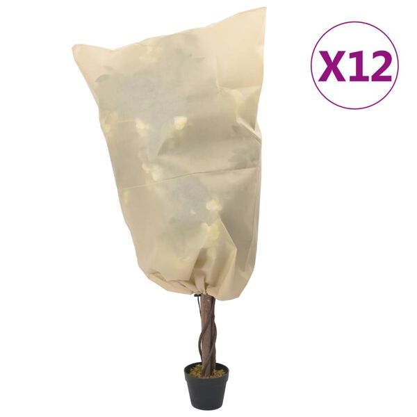 vidaXL Kasvien fleecepeite kiristysnaruilla 12 kpl 70 g/m² 0,8x1,2 m