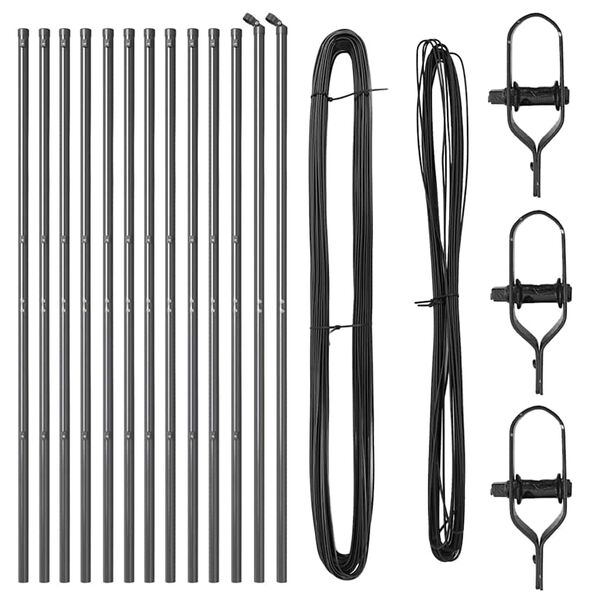 vidaXL Aidan pylväät 13 pcs Harmaa Ø32mm 200 cm Galvanoitu teräs