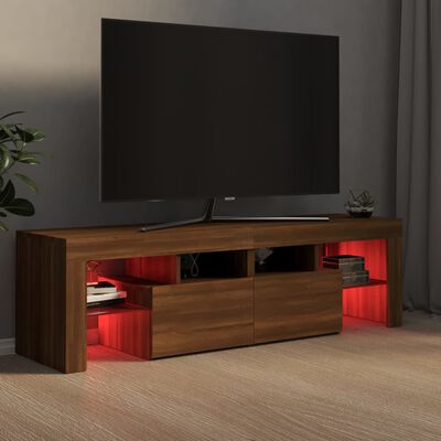 vidaXL TV-taso LED-valoilla ruskea tammi 140x36,5x40 cm