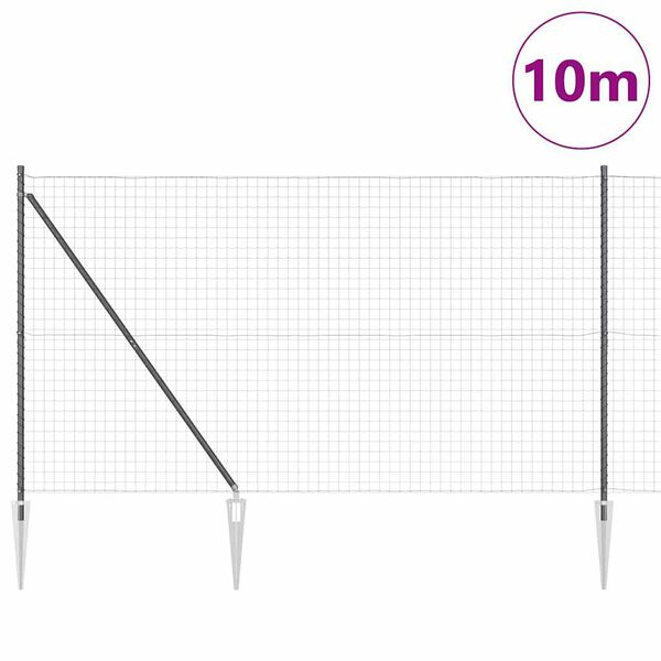 vidaXL Aita ja Tuki Harmaa 1,6 x 10 m Ter&auml;s ja PVC