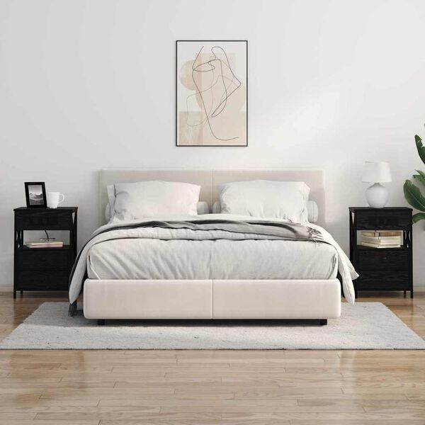 vidaXL Y&ouml;p&ouml;yt&auml;kaappi 2 pcs Musta tammi. 40 x 31 x 60 cm Tekninen puu