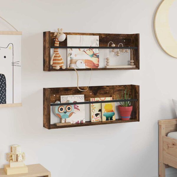 vidaXL Lehtiteline 2 pcs Savup&auml;hkin&auml; 80 x 12 x 30 cm Tekninen puu