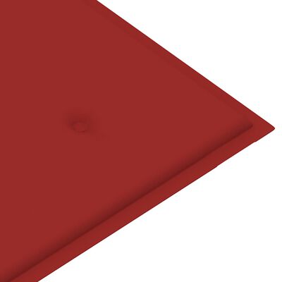 vidaXL Batavia-penkki punaisella tyynyllä 120 cm täysi tiikki