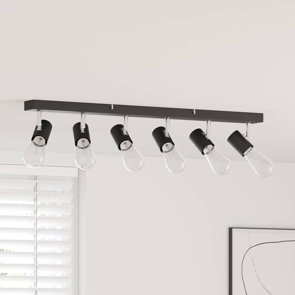 vidaXL Kattospotti valokeiloilla Musta 73 x 6,5 x 11,5 cm Metalli