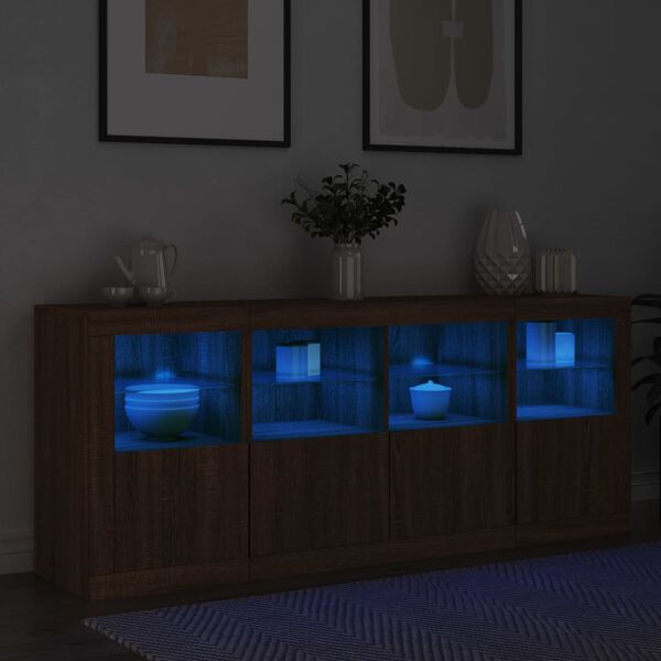 vidaXL Senkki LED-valoilla ruskea tammi 163x37x67 cm