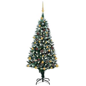 vidaXL keinotekoinen joulukuusi LED-valoilla ja pallosetill&auml; ja k&auml;vyill&auml; 180 cm