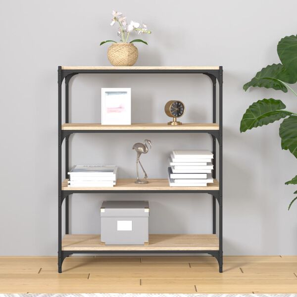 vidaXL TV-taso Sonoma-tammi 80x33x100 cm tekninen puu ja ter&auml;s