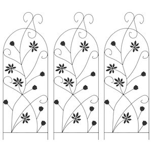 vidaXL Puutarha-aita 3 kpl Musta 112 x 39,5 cm Ter&auml;s