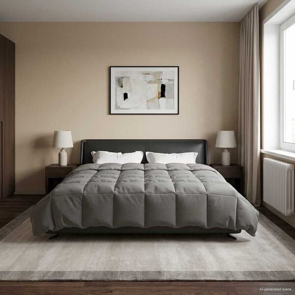 vidaXL Kes&auml;peitto Quiltottu Vaaleanharmaa 200 x 240 cm Mikrokuitu