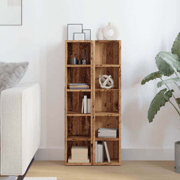 vidaXL CD-kaapit 2 kpl vanhaa puuta 21x16x93,5 cm tekninen puu