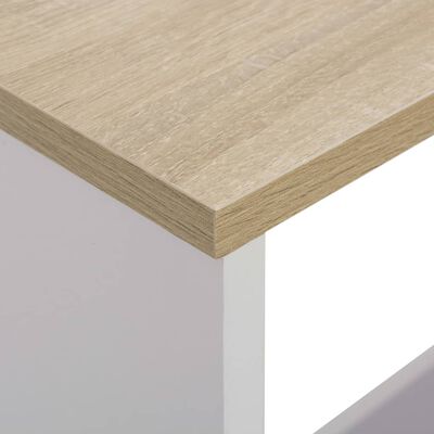 vidaXL Baaripöytä 2 pöytätasolla valkoinen ja tammi 130x40x120 cm