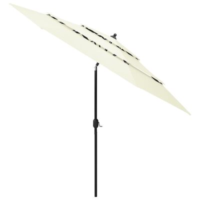 vidaXL 3-tasoinen aurinkovarjo alumiinitanko hiekka 3 m