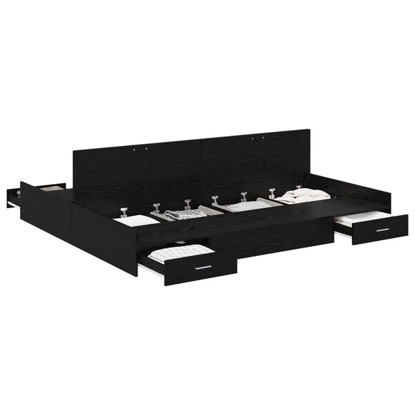 vidaXL S&auml;ilytystilallinen s&auml;ngynrunko Musta tammi. 6FT Super King Size