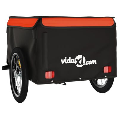 vidaXL Polkupyörän peräkärry musta ja oranssi 45 kg rauta