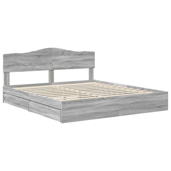 vidaXL S&auml;ilytyss&auml;nky Harmaa Sonoma 6FT Super King Size Tekninen puu