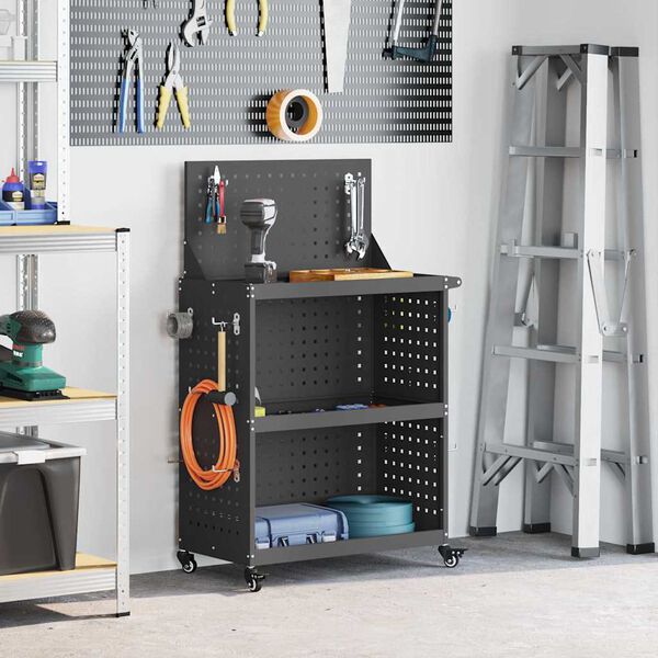 vidaXL Ty&ouml;kaluk&auml;rry Musta 65 x 35 x 111 cm Kylm&auml;valssattu ter&auml;s