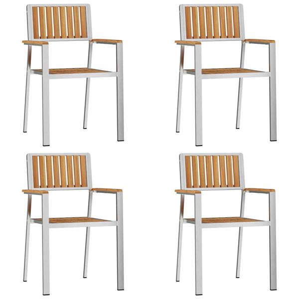 vidaXL Puutarhan Tuoli 4 pcs Ruskea 56 x 54,5 x 87 cm Tiikkipuu