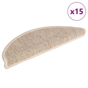 vidaXL Porrasmatot 15 kpl 56x17x3 cm vaaleanbeige puolipy&ouml;re&auml;