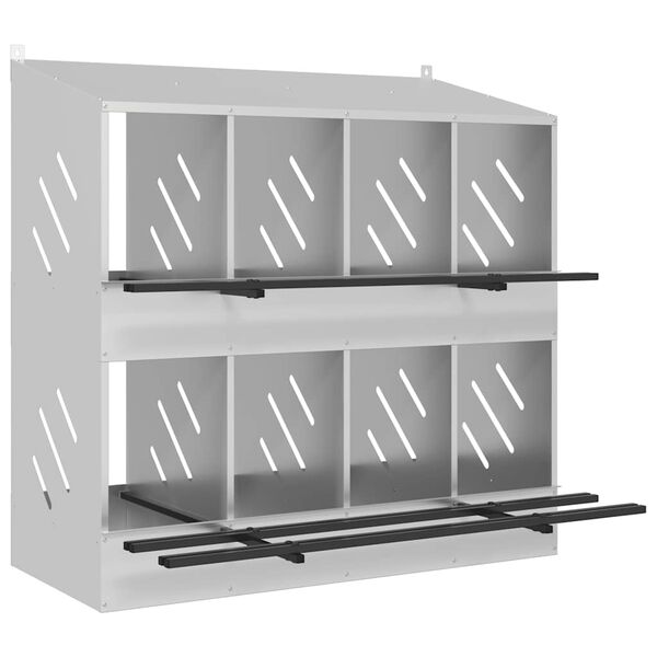 vidaXL Kananpesälaatikko 8 lokerolla galvanoitua hopeametallia