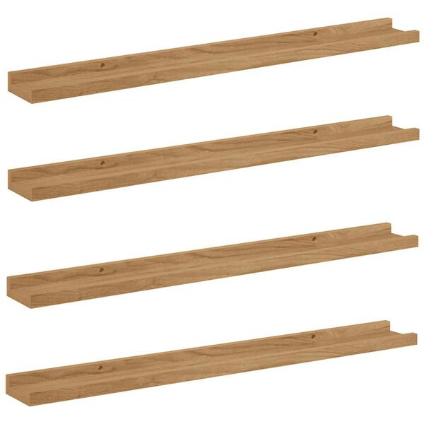 vidaXL Sein&auml;hylly hyllyll&auml; 4 pcs Ruskea 80 x 9 x 3 cm Tekninen puu
