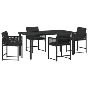 vidaXL Piharuokailu setti 5 pcs Musta polyrottinki